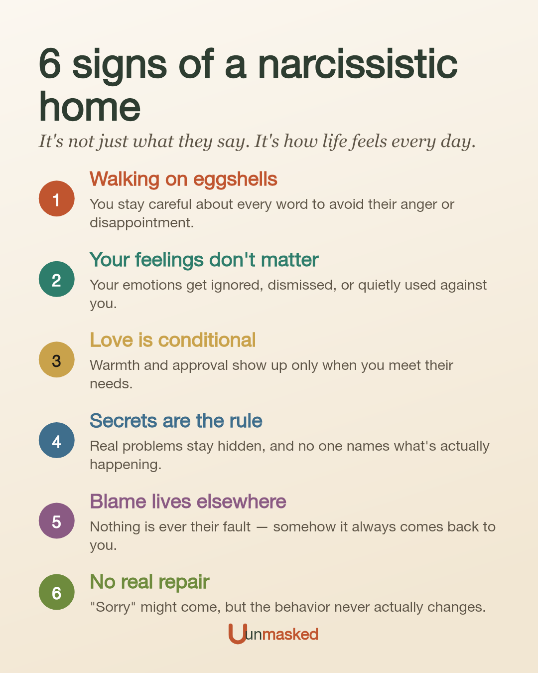 6 signs of a narcissistic home